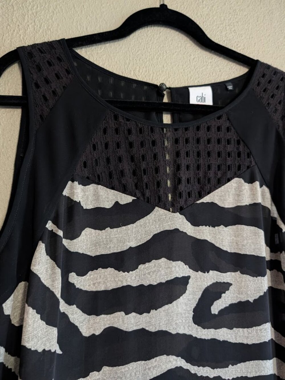 Cabi | Zebra Print Mixed Media Tank | Size L - Picture 3 of 7